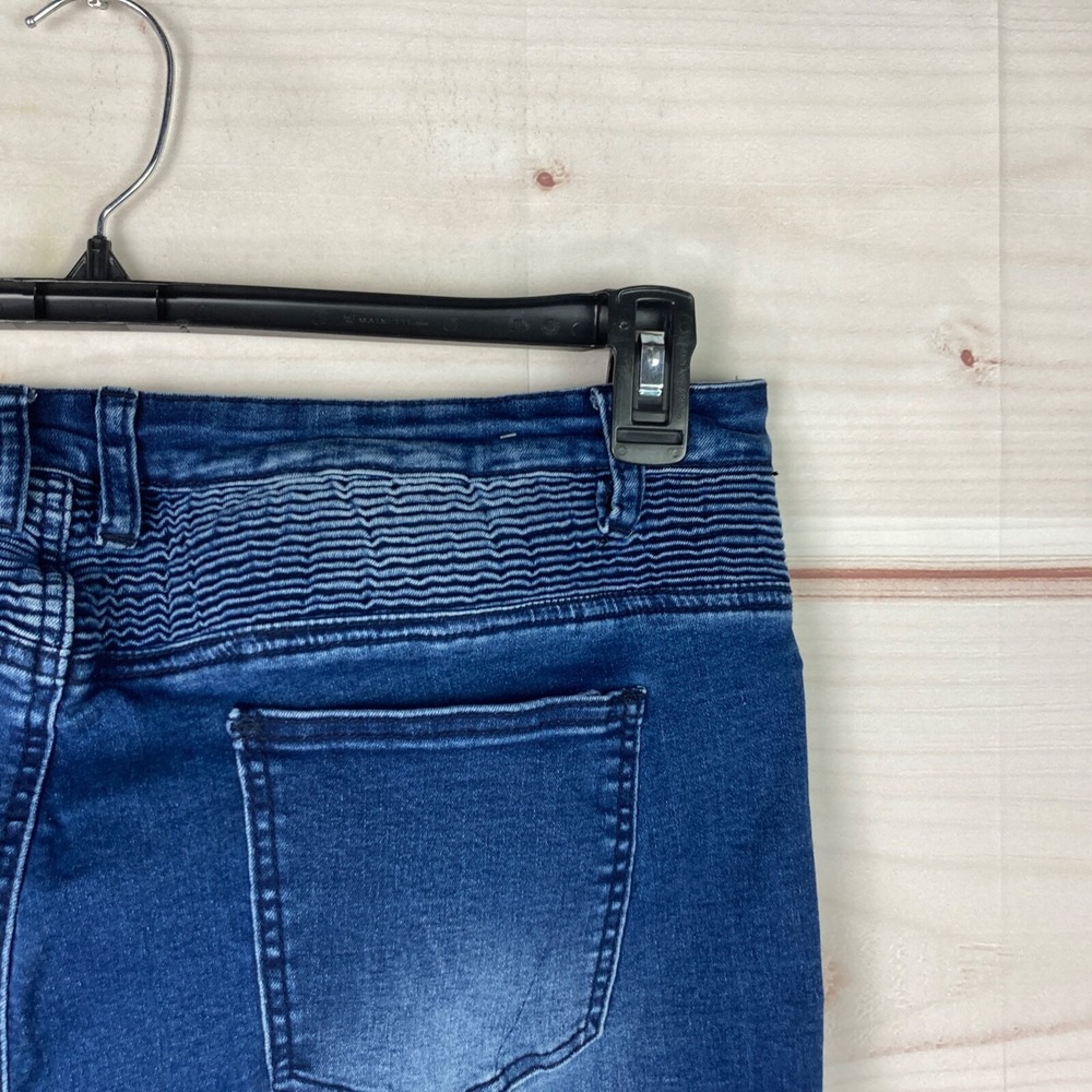 American Bazi Jeans Womens 2X Skinny Moto Dark Wash Mid Rise Pockets Stretch - Picture 8 of 9